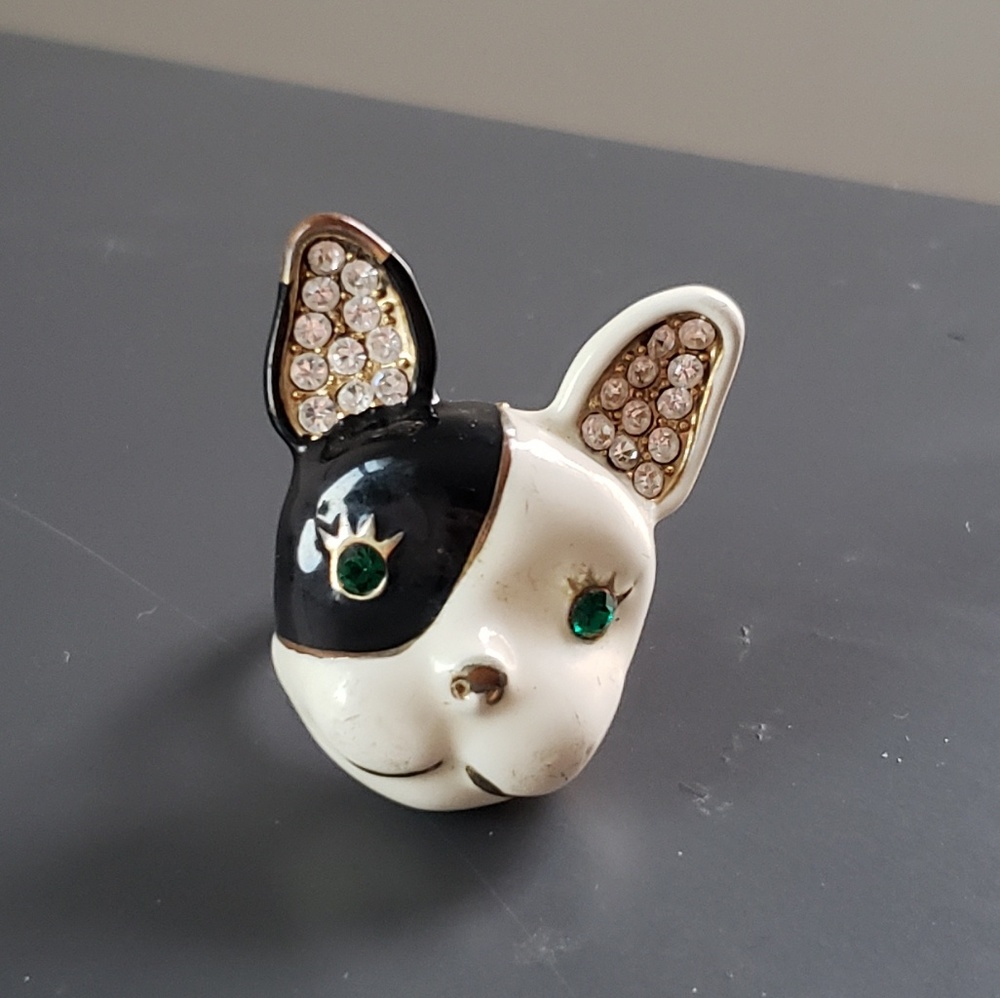 Vintage Betsey johnson Boston Terrier ring